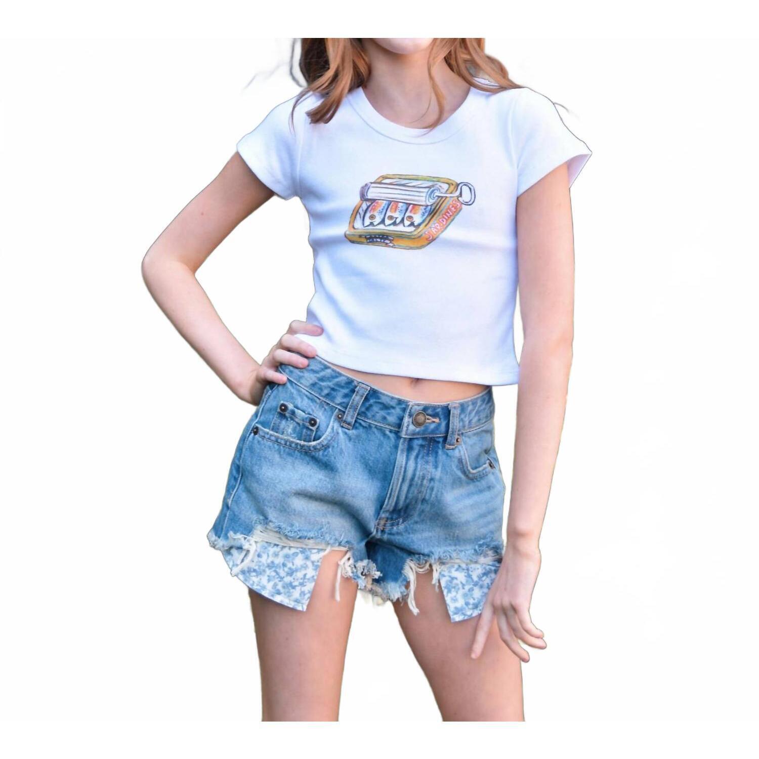 New Katie J Nyc Girl's Sardines Tee In White